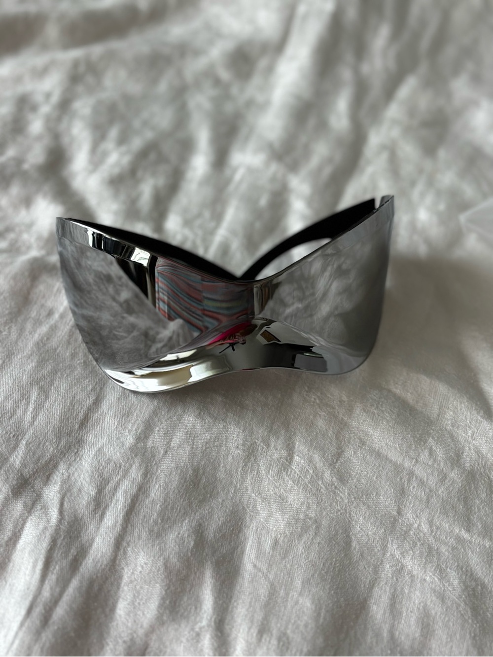 Y2K Silver Mirror Wrap Sunglasses Futuristic Shield Visor Cyberpunk Rave Eyewea
